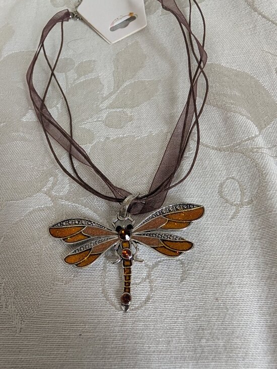 Hand Crafted Jewelry - Handcrafted Dragonfly Corded Choker Necklace